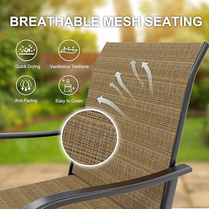 3 PCS Patio Swivel Bar Stools Set, 3 Piece Swivel Outdoor Table and Chairs Bar - Image 4