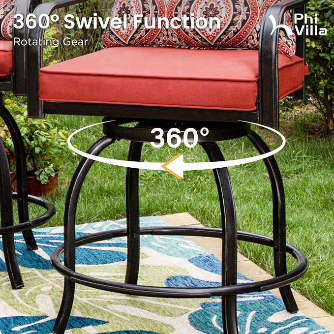 PHI VILLA 5 Piece Outdoor Bar Furniture Set, Counter-Height Patio Bistro Table - Image 3