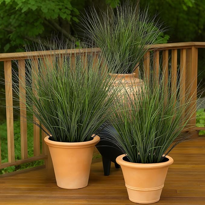 Artificial Plants Greenery: 48 Pieces Green Plastic Wheat Grass, 26.4 Inch