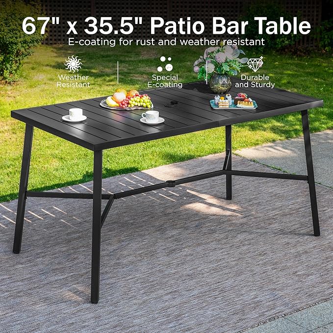 PHI VILLA 7 Piece Outdoor Bar Set, Counter Height Patio Bar Furniture - Image 7