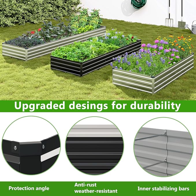 2PCS 12x3x1ft Galvanized Raised Garden Bed Kit, Galvanized Planter Raised - Image 4