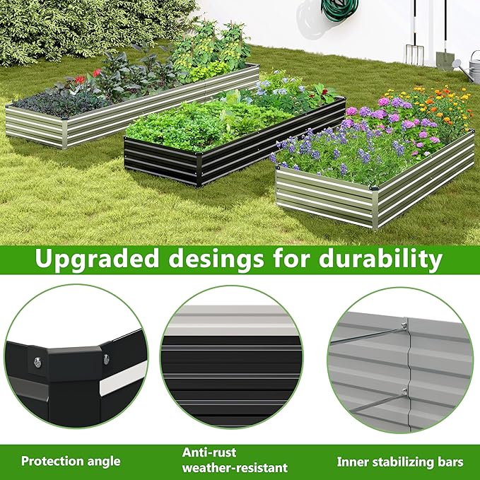 2PCS 7x3x1ft Galvanized Raised Garden Bed Kit, Galvanized Planter Raised Garden - Image 4