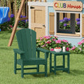 Side Table for Kids, Small Square HDPE Patio Table in Dark Green