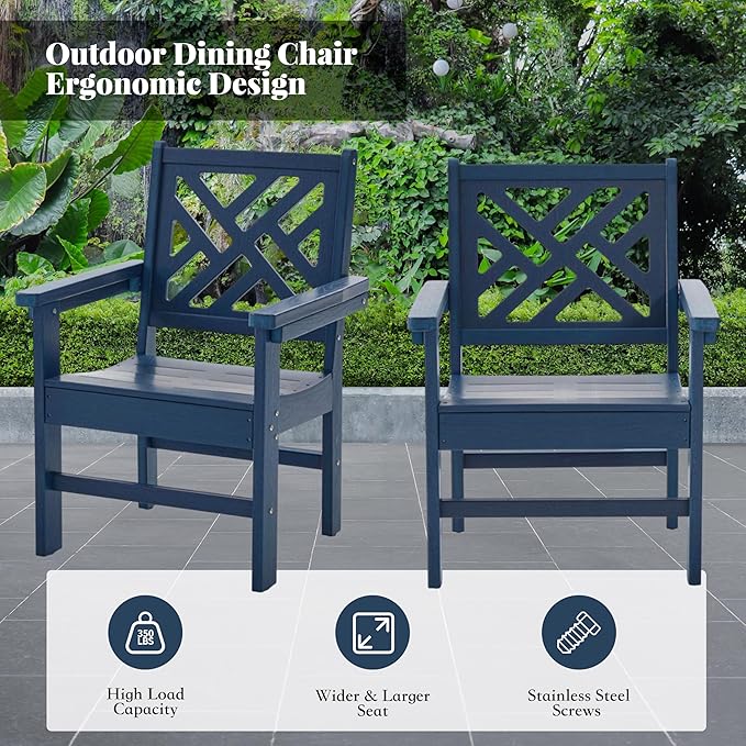 HDPE Dining Table Set for 6, 7-Piece Outdoor Table and Chairs Include 6 Dining - Image 5