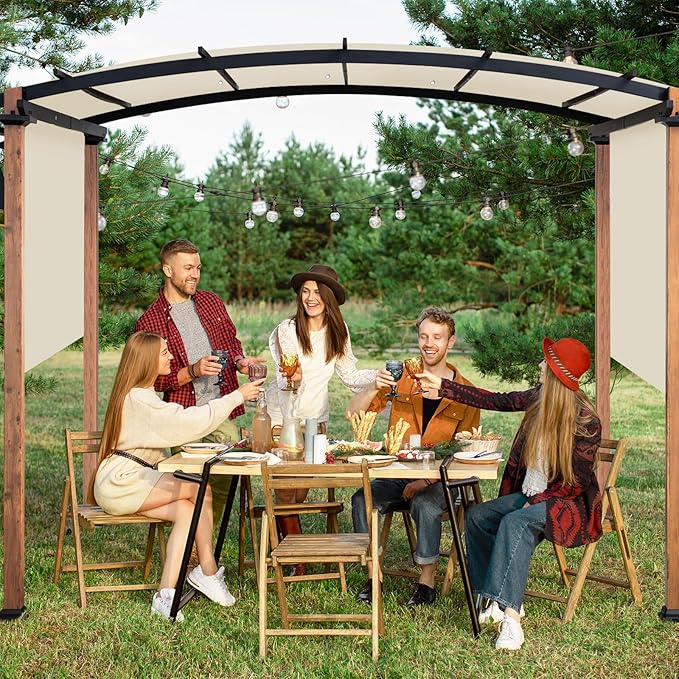 Canopy Replacement Cover for 17x6.8 Ft Pergola, Beige Polyester