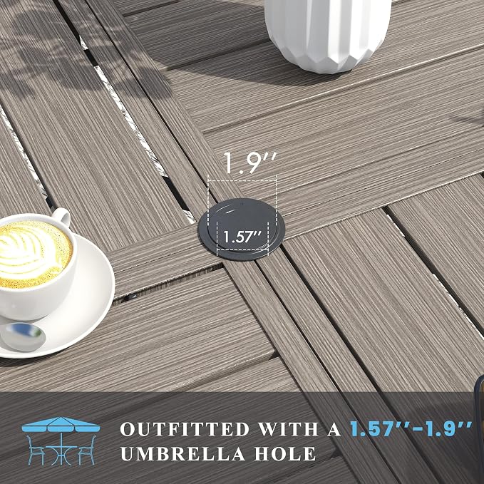 VICLLAX Patio Table and Chair Set of 10, All Weather Metal Round Outdoor Dining - Image 2