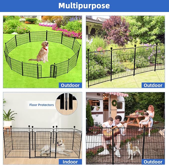 ADAVIN Metal Garden Fence with Gate, 36 in 10 Panels Heavy Duty Iron Animal - Image 4