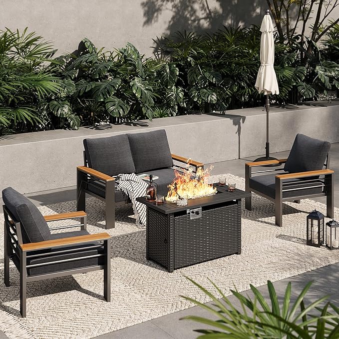 Aoxun Aluminum Outdoor Patio Furniture Set, 5-Piece Outdoor Sectional by Aoxun