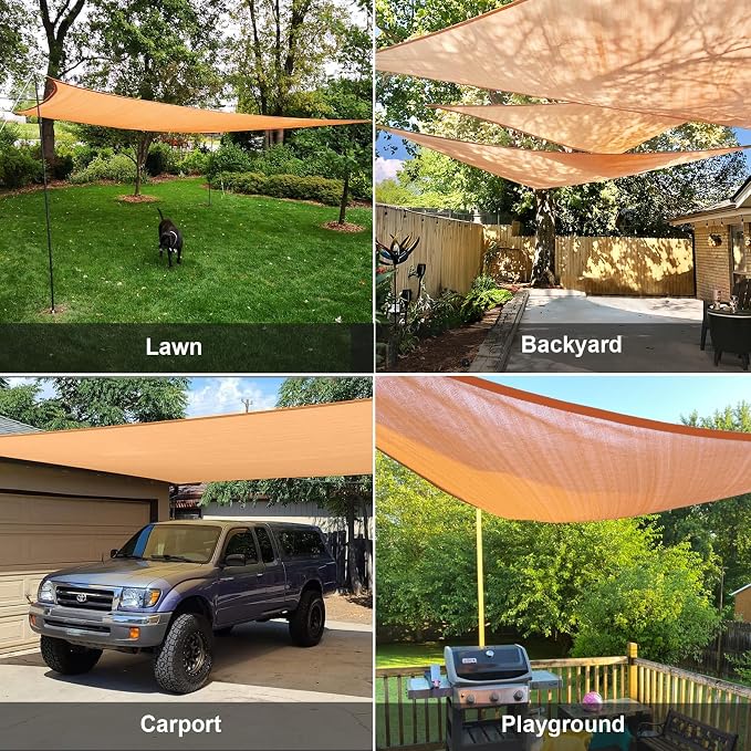 SUNLAX Sun Shade Sail 6' x 8' x 10' Peach Fuzz Rectangle Canopy Sail Shade - Image 7