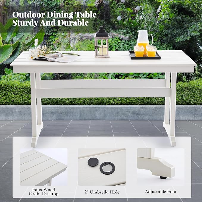 HDPE Dining Table Set for 4, 5-Piece Outdoor Table and Chairs Include 4 Dining - Image 4