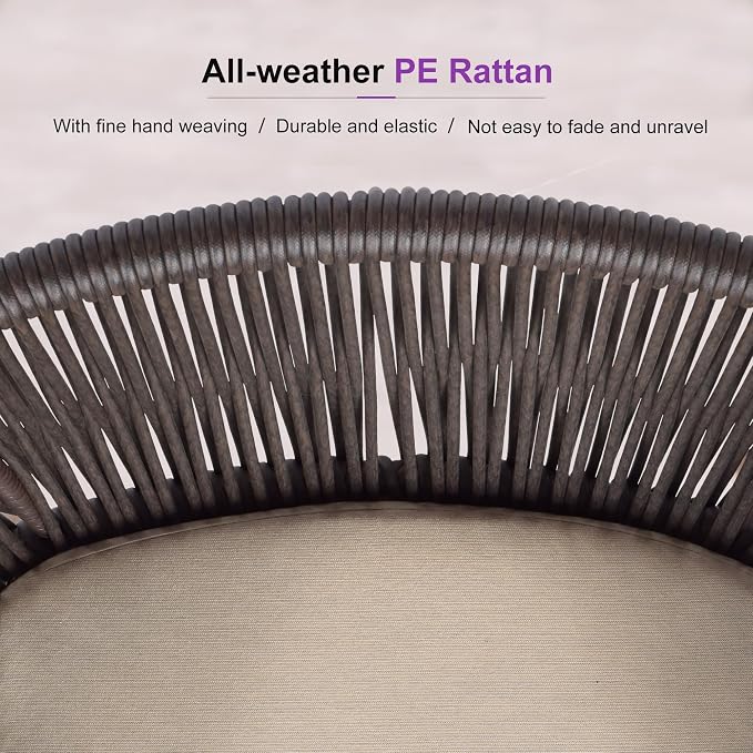 PURPLE LEAF 9 Pieces Outdoor Dining Set Patio Furniture Set Aluminum Rattan - Image 7