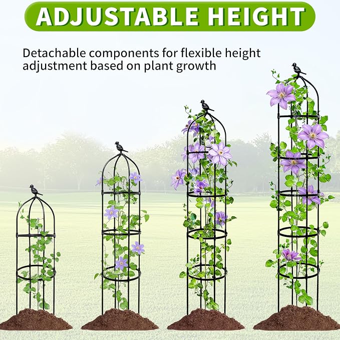 6.7FT Garden Obelisk Trellis for Climbing Plants, Adjustable 5-Tier Metal Plant - Image 5