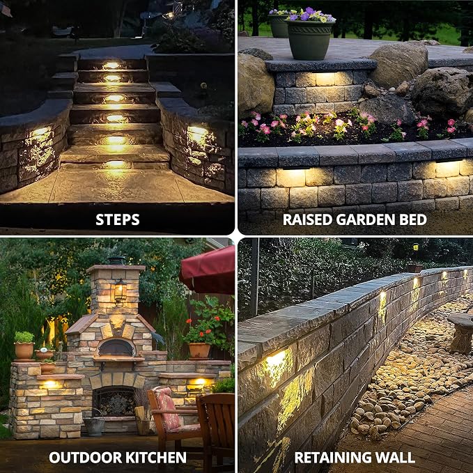 GKOLED 4-Pack Replaceable 6.8" LED Hardscape Lights, Low Voltage Retaining Wall - Image 6