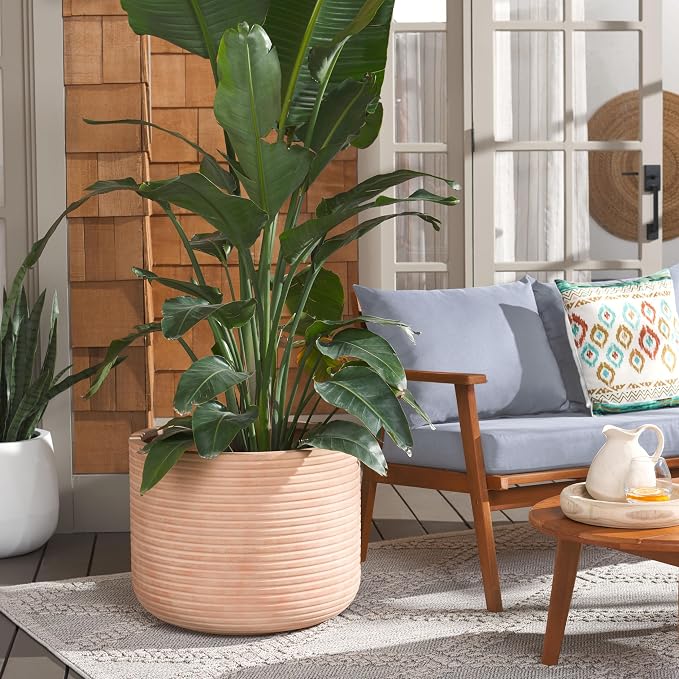 SAFAVIEH Outdoor Collection Nardo Terracotta Cement Ficonstone Planter Pot - Image 2