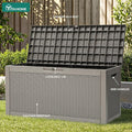 Deck Box, 60 Gallon Taupe Resin Outdoor Storage, Lockable