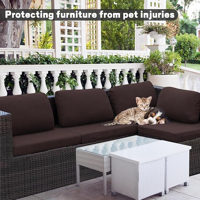 Cushion Covers for Outdoor Patio Furniture, 8-Piece Coffee, Water-Repellent