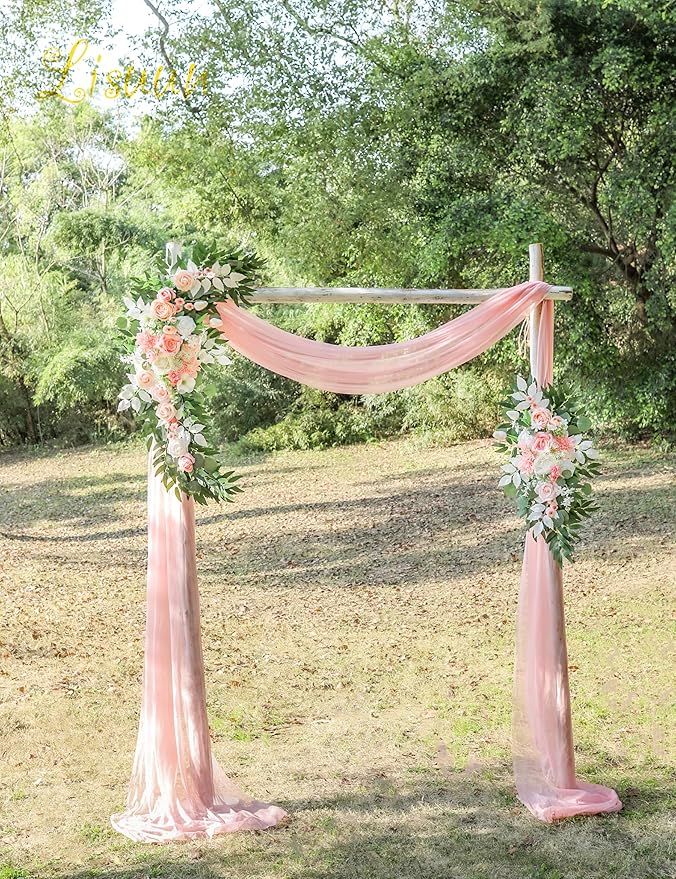Artificial Flowers Silk Wedding Arch Swag, Champagne and Pinkish White