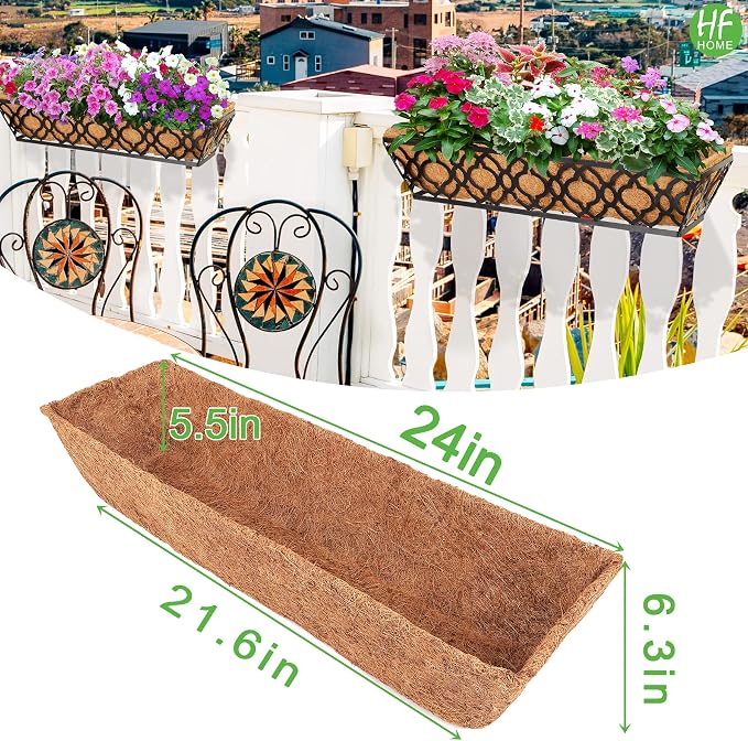 HFHOME 2Pcs 24" Trough Coco Fiber Replacement Liner, Natural 24 in Window Deck - Image 2