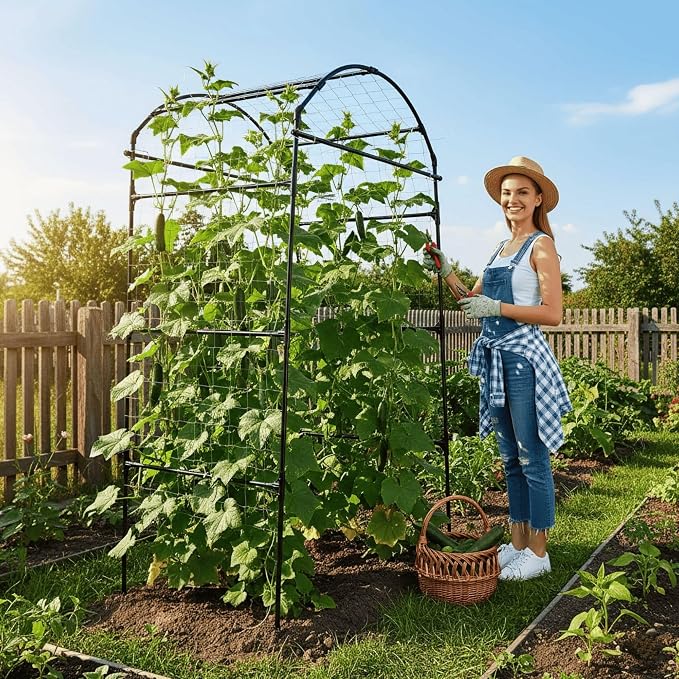 79" Garden Trellis Arch for Climbing Plants – Tall Outdoor Metal Trellis for - Image 7