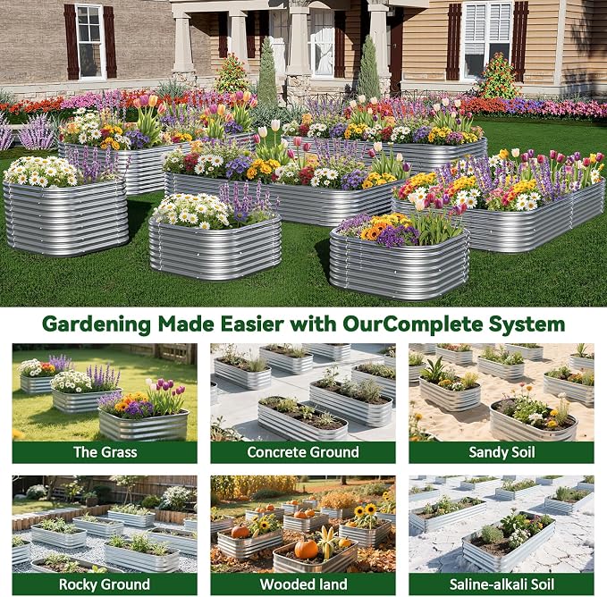 3 Pack 6x3FT Raised Beds for Gardening, Corrugated Galvanized Steel Raised - Image 6