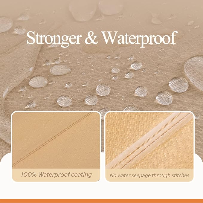 Furniture Set Covers for Round Patio Tables, Waterproof, Beige & Coffee