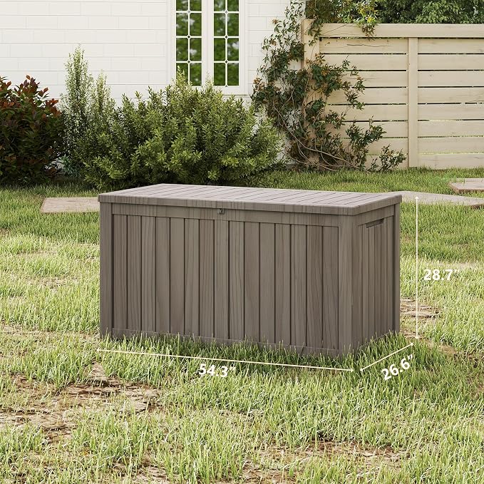 Deck Box 180 Gallon Resin Outdoor Storage with Lockable Lid