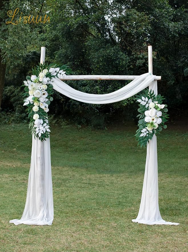 Artificial Flowers Swag Set, Ivory White Silk Wedding Arch Decor