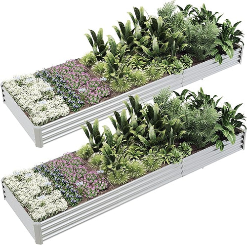 12x4x1ft Raised Garden Beds Outdoor Kit, Galvanized Planter Garden Boxes Outdoor by kingddeergardenbed