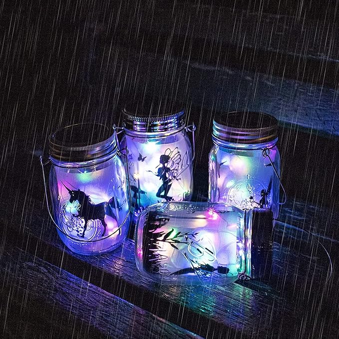 String Lights, 8 Pack Solar Mason Jar Lid Lights with 30 LEDs