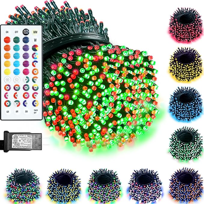 Indoor/Outdoor String Lights, 164FT 500 LED RGB Color Changing