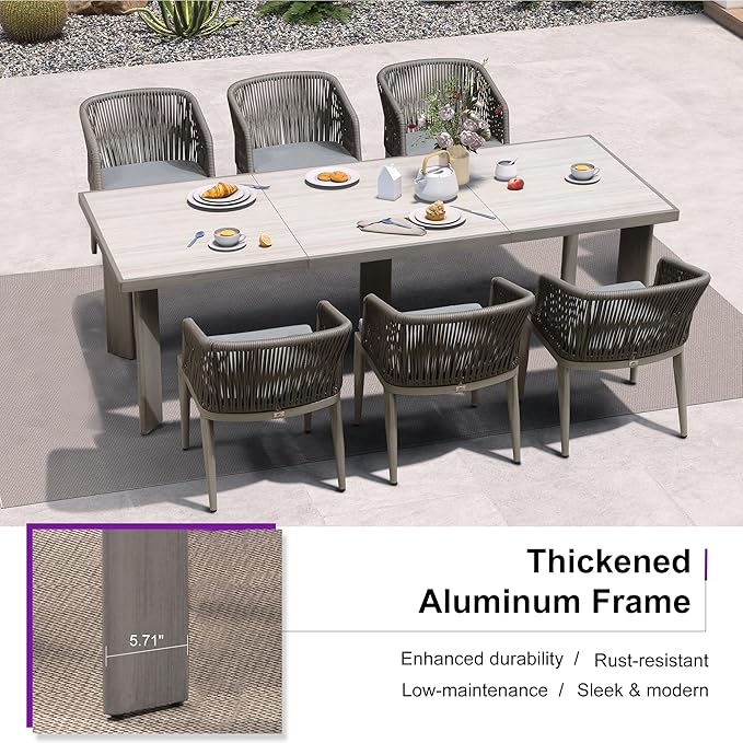 PURPLE LEAF 11 Pieces Outdoor Dining Table and Chairs Set Patio Dining Set - Image 6