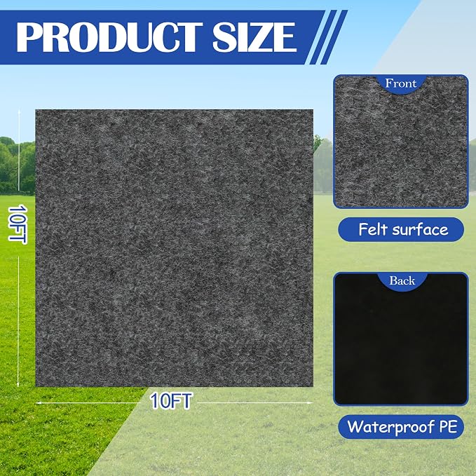Storage Shed Floor Mat, 10 x 10 FT, Gray, Waterproof Felt, Non-Slip Backing