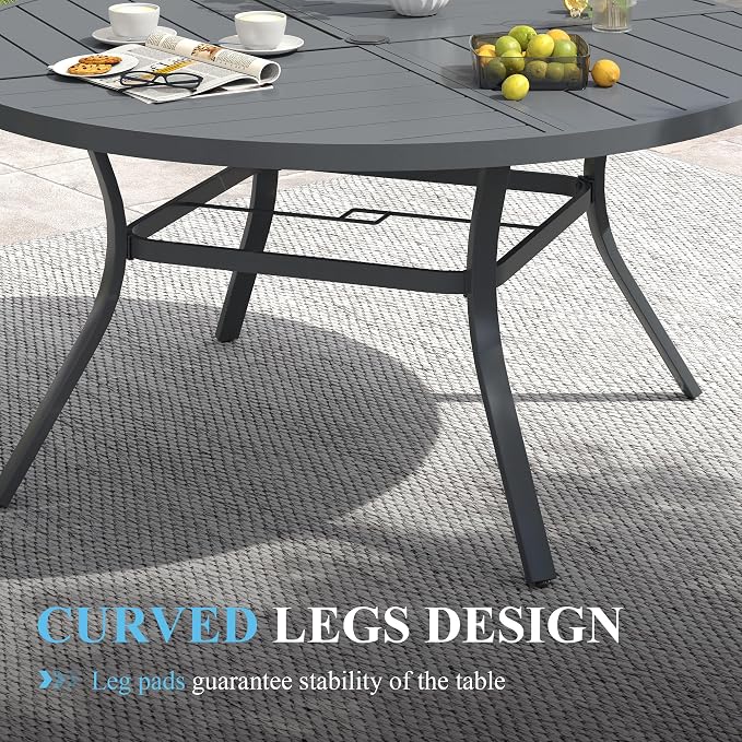 VICLLAX Patio Table and Chair Set of 10, All Weather Metal Round Outdoor Dining - Image 6