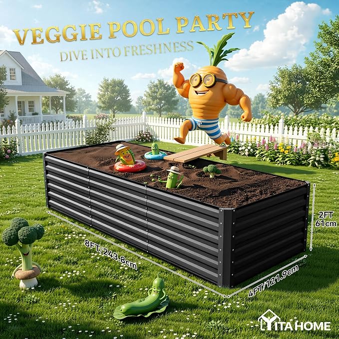 YITAHOME 8x4x2ft 2pcs Large Raised Garden Bed, Galvanized Metal Planter Box - Image 8