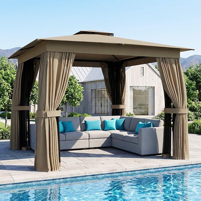 Outsunny 10' x 10' Outdoor Patio Gazebo, Heavy Duty Gazebo Canopy Shelter by Outsunny