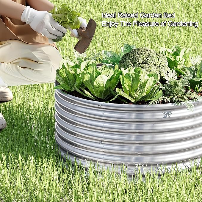 4 Pack 3x3ft Round Galvanized Raised Garden Bed Outdoor, Metal Garden Bed - Image 4