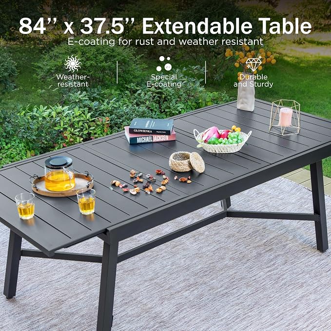 PHI VILLA 7 PCS Patio Dining Set, Outdoor Table and Chair Set - Image 5