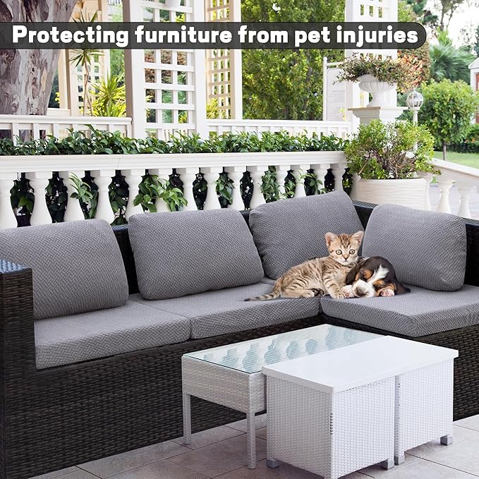 Cushion Covers 8 Pcs Gray Checkered Outdoor Patio Slipcovers