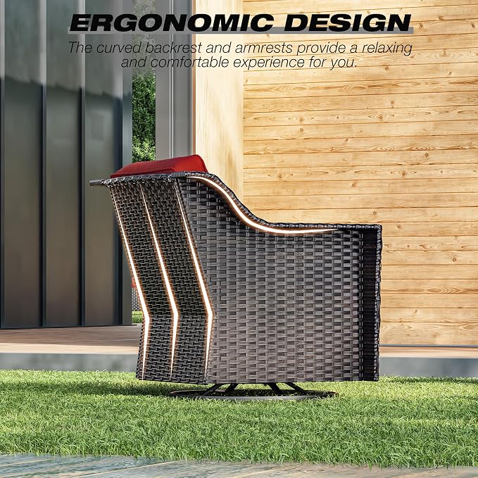 Joyside Wicker Patio Furniture Sets, 3 Pieces Upgraded Large Size Outdoor - Image 6