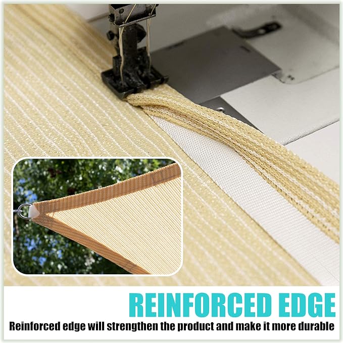 Amgo Custom Size 20' x 20' x 20' Sand Beige Triangle Sun Shade Sail Order to - Image 3