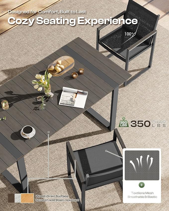 Outdoor Dining Chairs Set of 2, Aluminum Patio Dining Chiars - Image 3