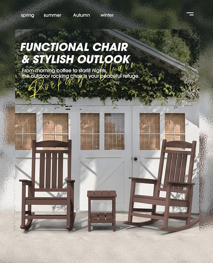 KINGYES HDPE Rocking Chairs Outdoor, Patio Rocking Chairs - Image 2