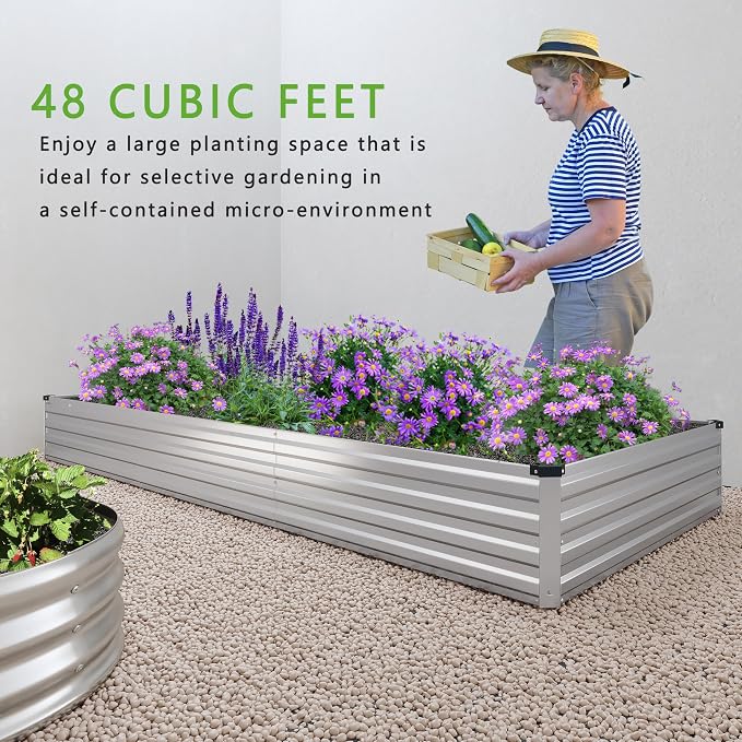 2PCS 12x4x1FT Galvanized Raised Garden Bed Kit, Vegetable Boxes-Rectangle Metal - Image 6