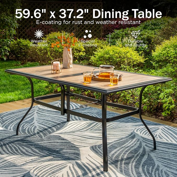 PHI VILLA Patio Dining Set for 6, Metal Patio Furniture for Outdoor Kitchen - Image 2