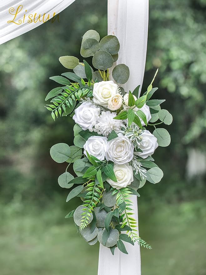 Artificial Flower Swag, Creamy White Silk Wedding Arch Decor, 40 Inch
