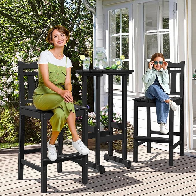 nalone Outdoor Bar Stools Set of 2, HDPE 44 Inch Tall Adirondack Chairs Bar - Image 8