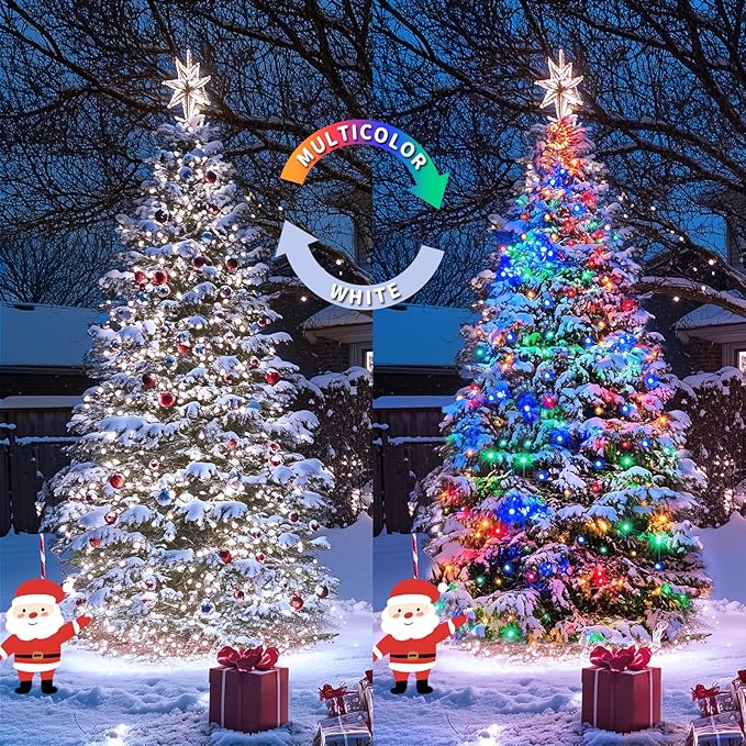String Lights, 2 Pack Solar Christmas Strings in White or Multicolor