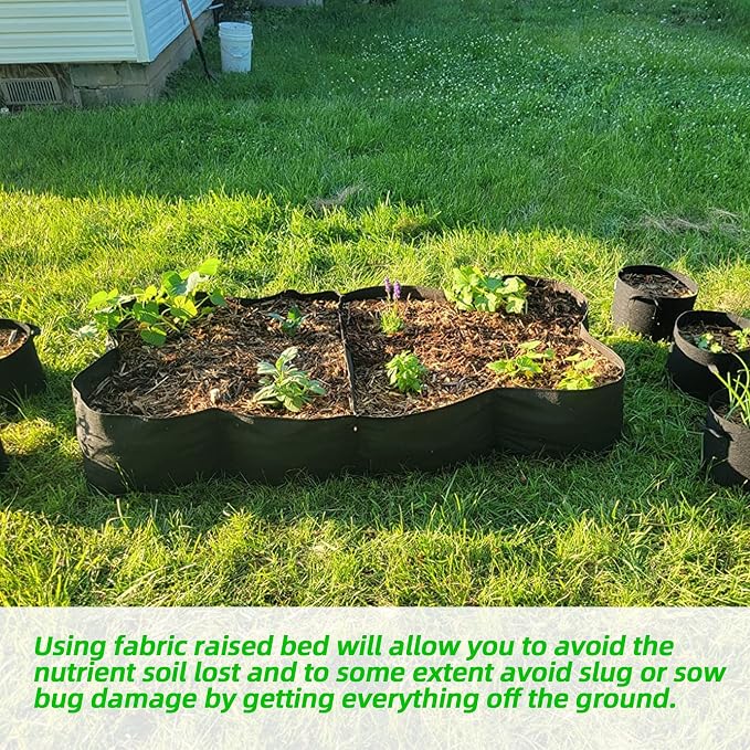 CJGQ Fabric Raised Garden Bed, 128 Gallon 8 Grids Plant Grow Bags, 3x6FT - Image 4