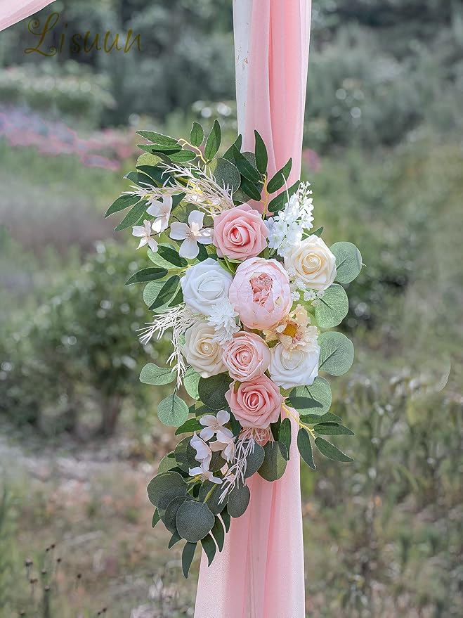 Artificial Flowers, 40 Inch Pink Peony and Rose Swag for Arch Decor