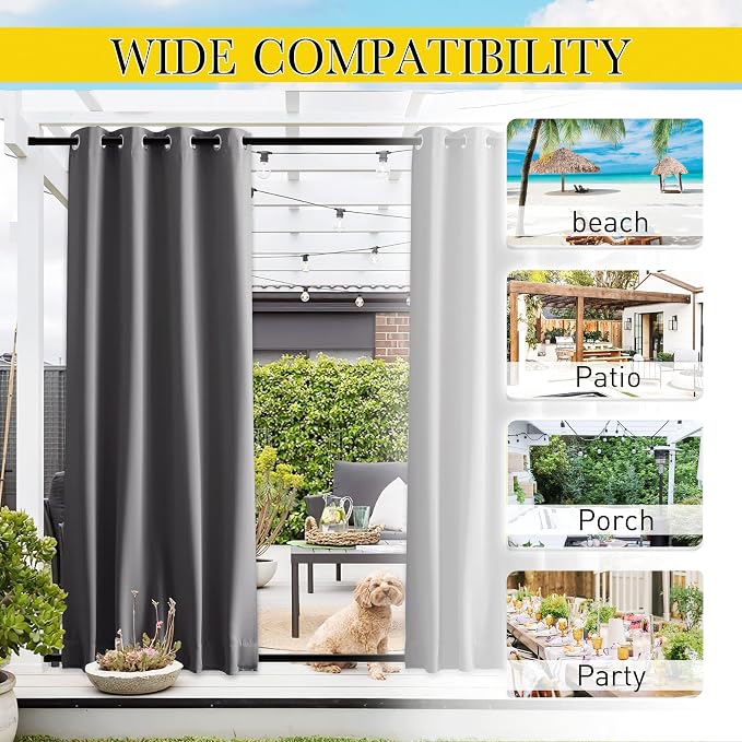 NICETOWN 2 Panels Blackout Outdoor Curtains - Image 8